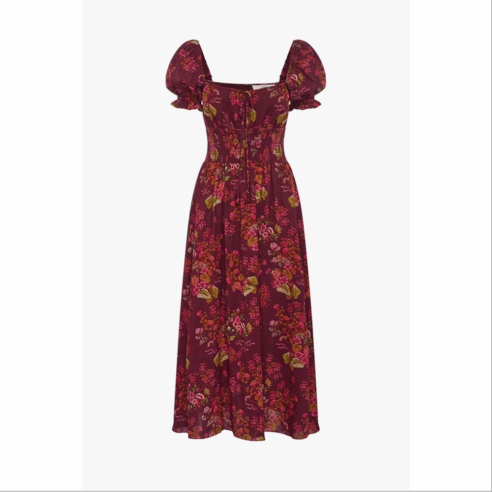 Peony Renaissance Tie-Front Midi Dress